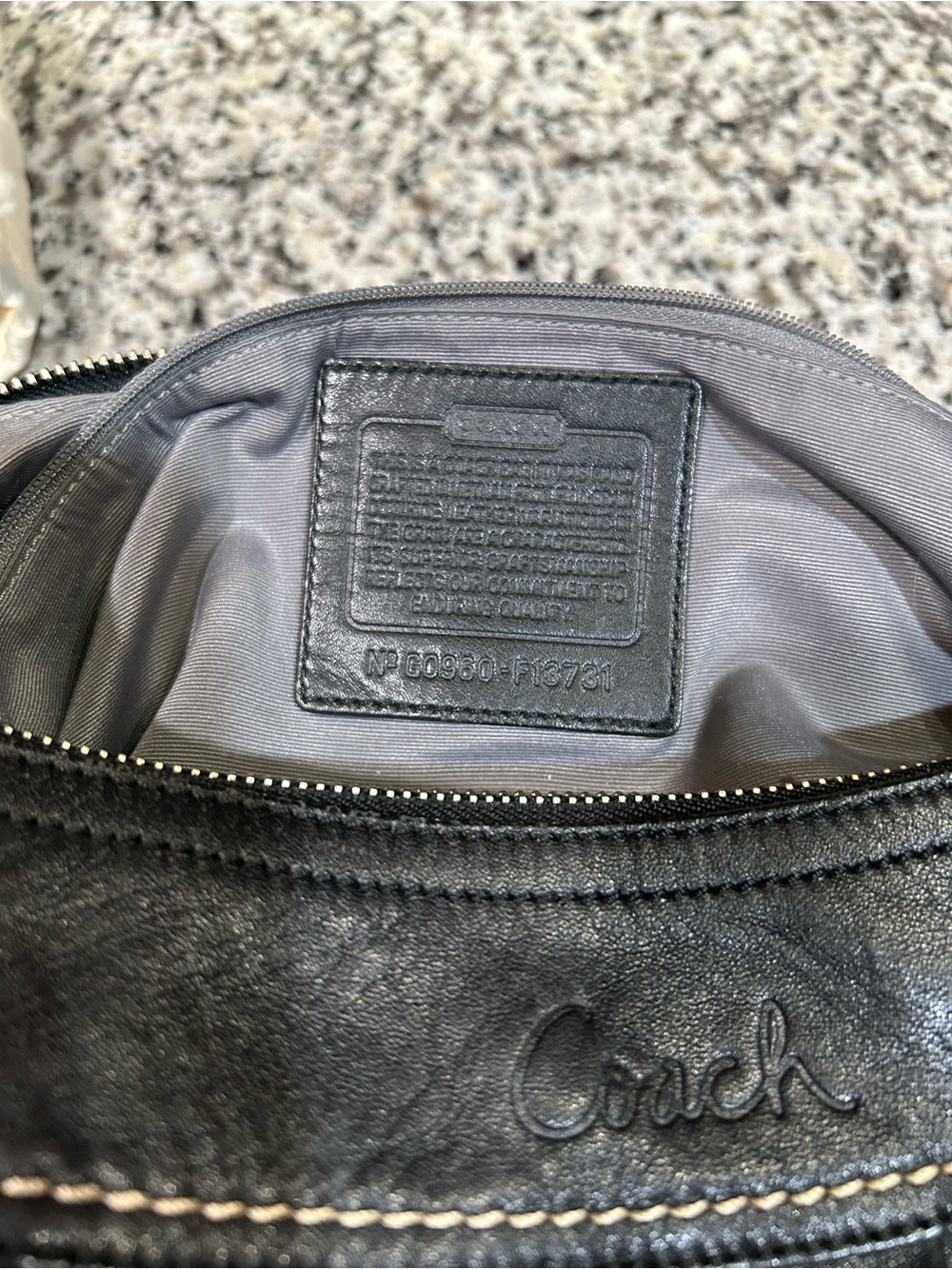 Coach Black Leather Women's Belt Bag with Embossed Logo